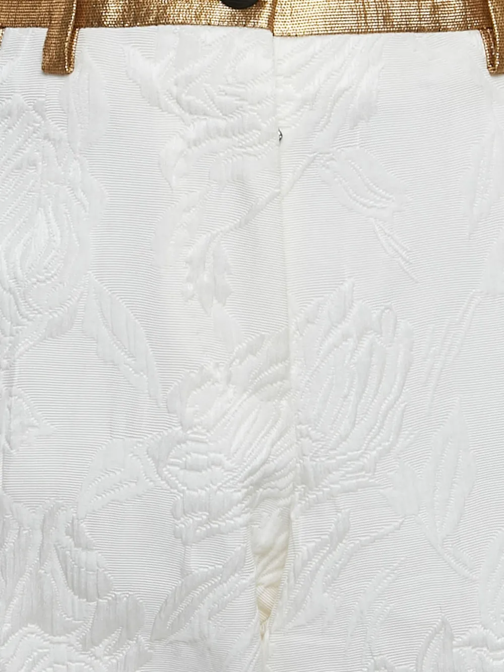 Pre-owned Dolce & Gabbana 2024 Rose-jacquard Trousers In White