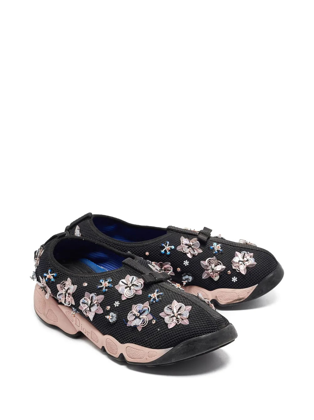 Christian Dior Pre-Owned 2014 mesh sneakers verfraaid met bloemen - Zwart