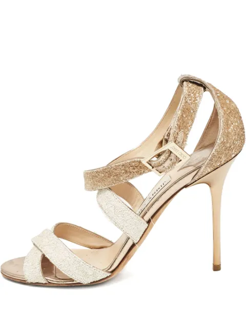 Jimmy Choo Pre-Owned 105mm glitter stiletto sandals