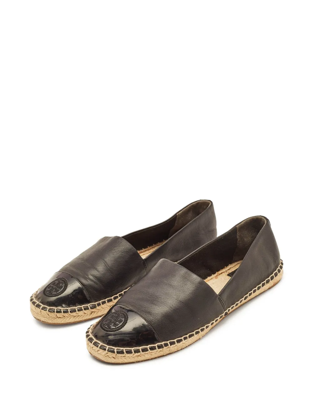 Tory Burch Pre-owned leren espadrilles met geborduurd logo - Zwart