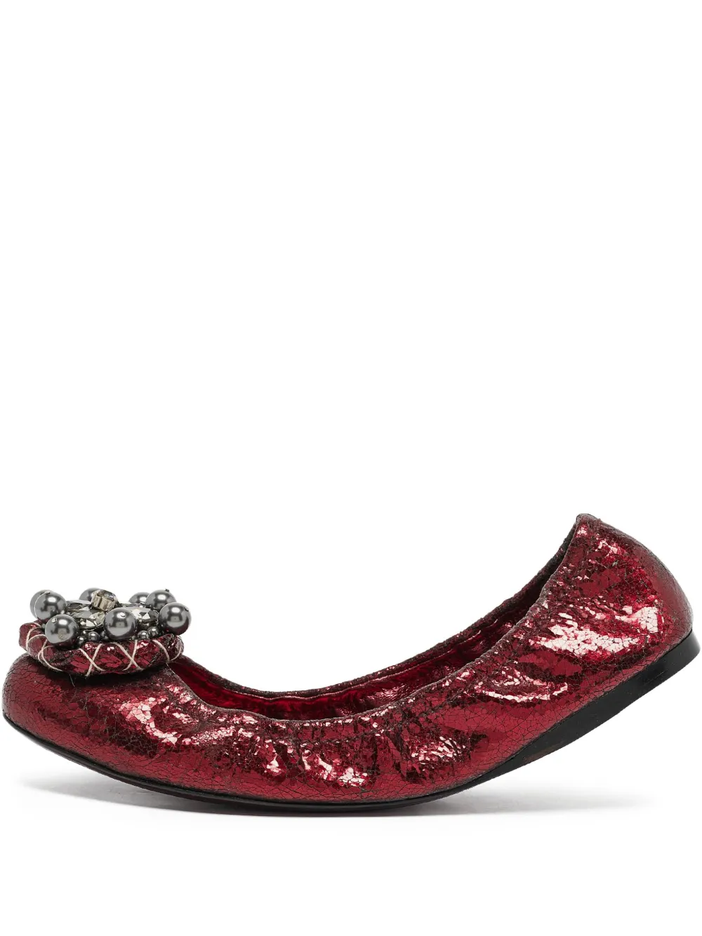 Miu Miu Pre-Owned Scrunch ballet flats | Red | Image 1