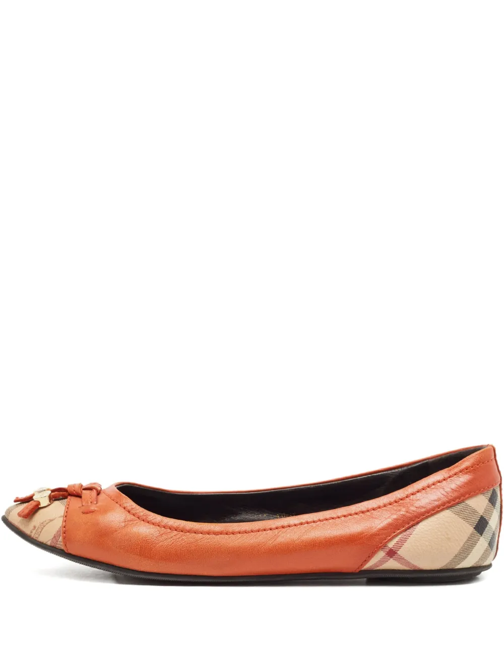 check-print toecap ballet flats