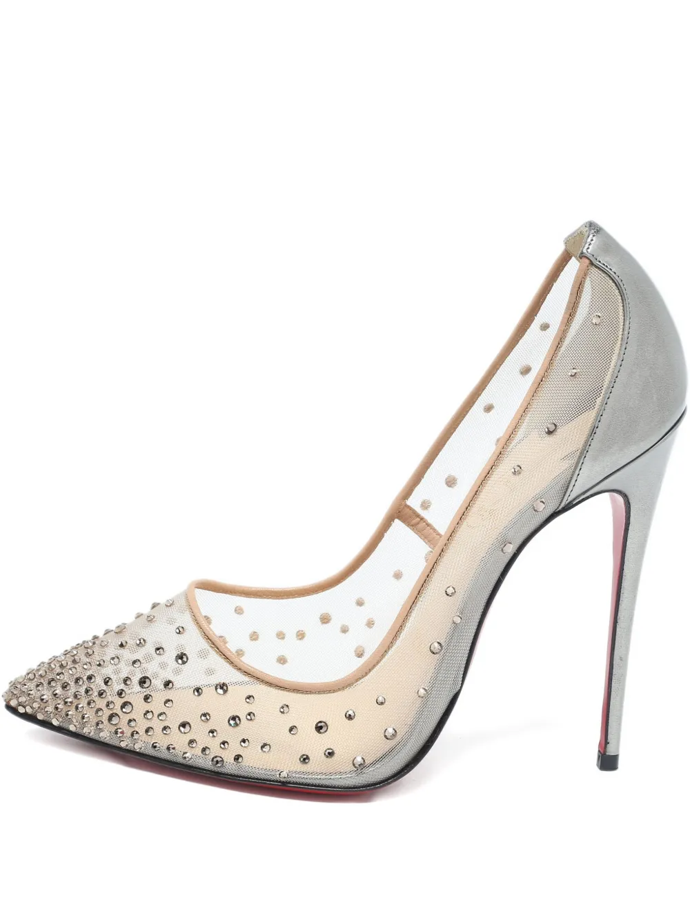 Christian Louboutin Pre-Owned ビジュートリム メッシュパンプス 115mm - グレー Christian Louboutin Pre-Owned ビジュートリム メッシュパンプス 115mm - グレー