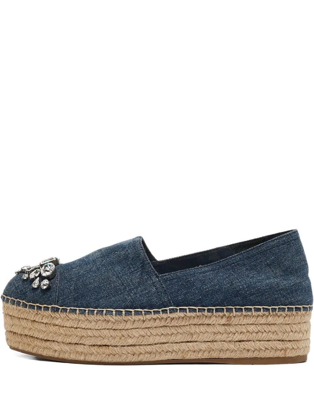 Pre-owned Miu Miu 2024 50mm Denim Espadrilles