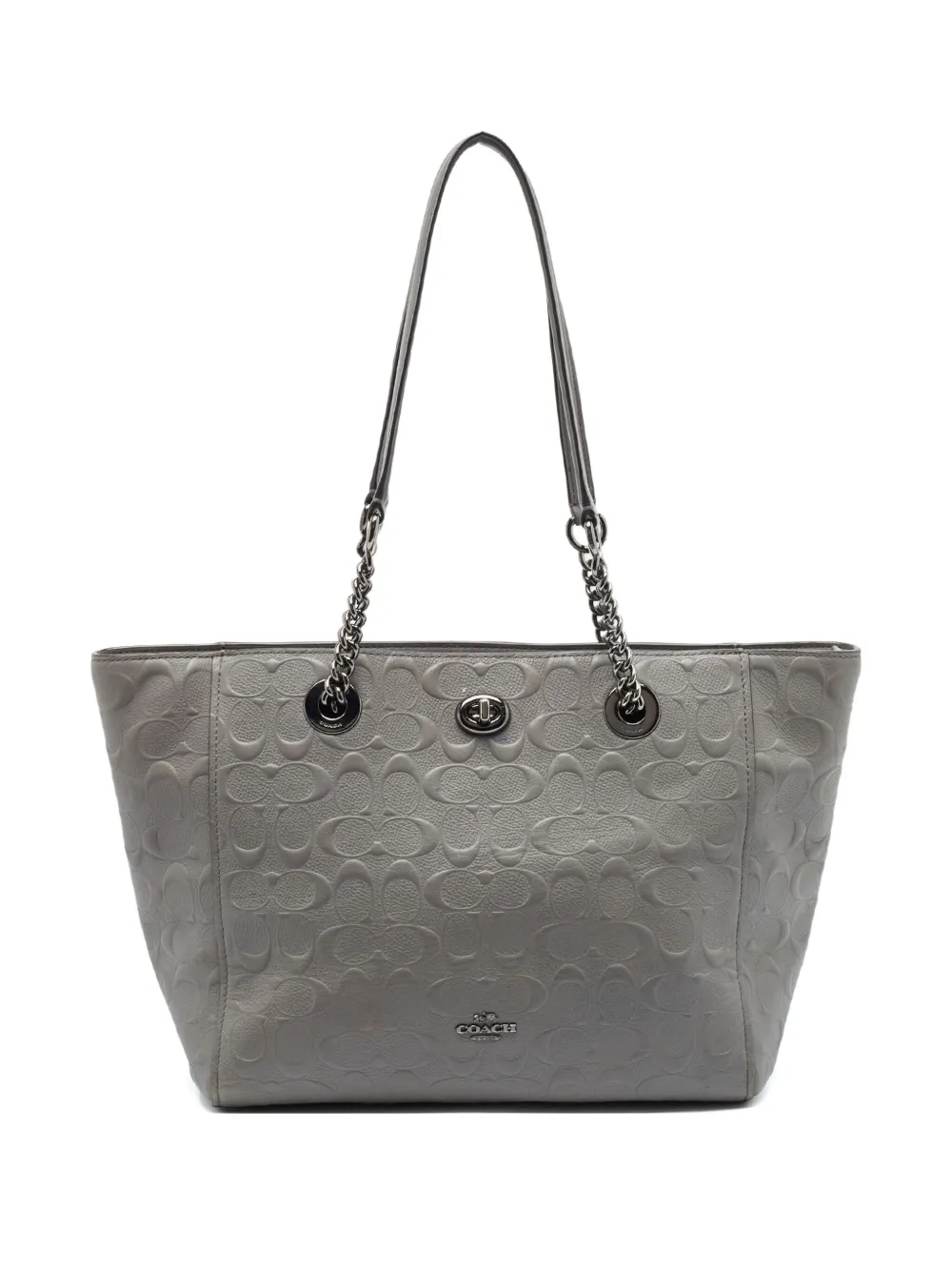 Coach Vintage pre-owned embossed leather tote bag - グレー Coach Vintage pre-owned embossed leather tote bag - グレー