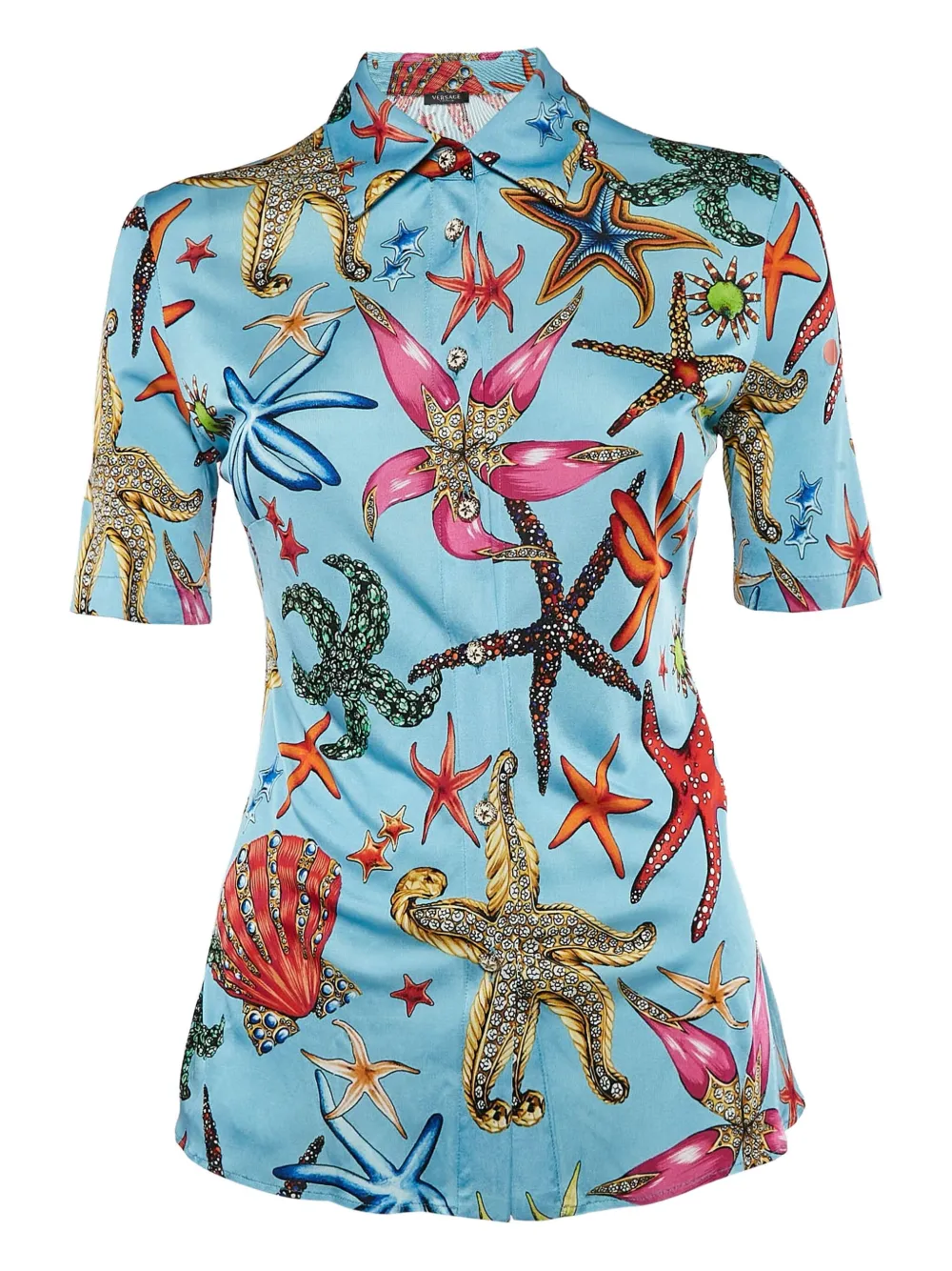 Versace Pre-Owned Trésor De La Mer starfish-print short-sleeve shirt | Blue | Image 1