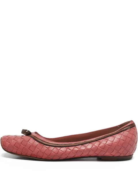 Bottega Veneta Pre-Owned Intrecciato bow-detailing ballet flats