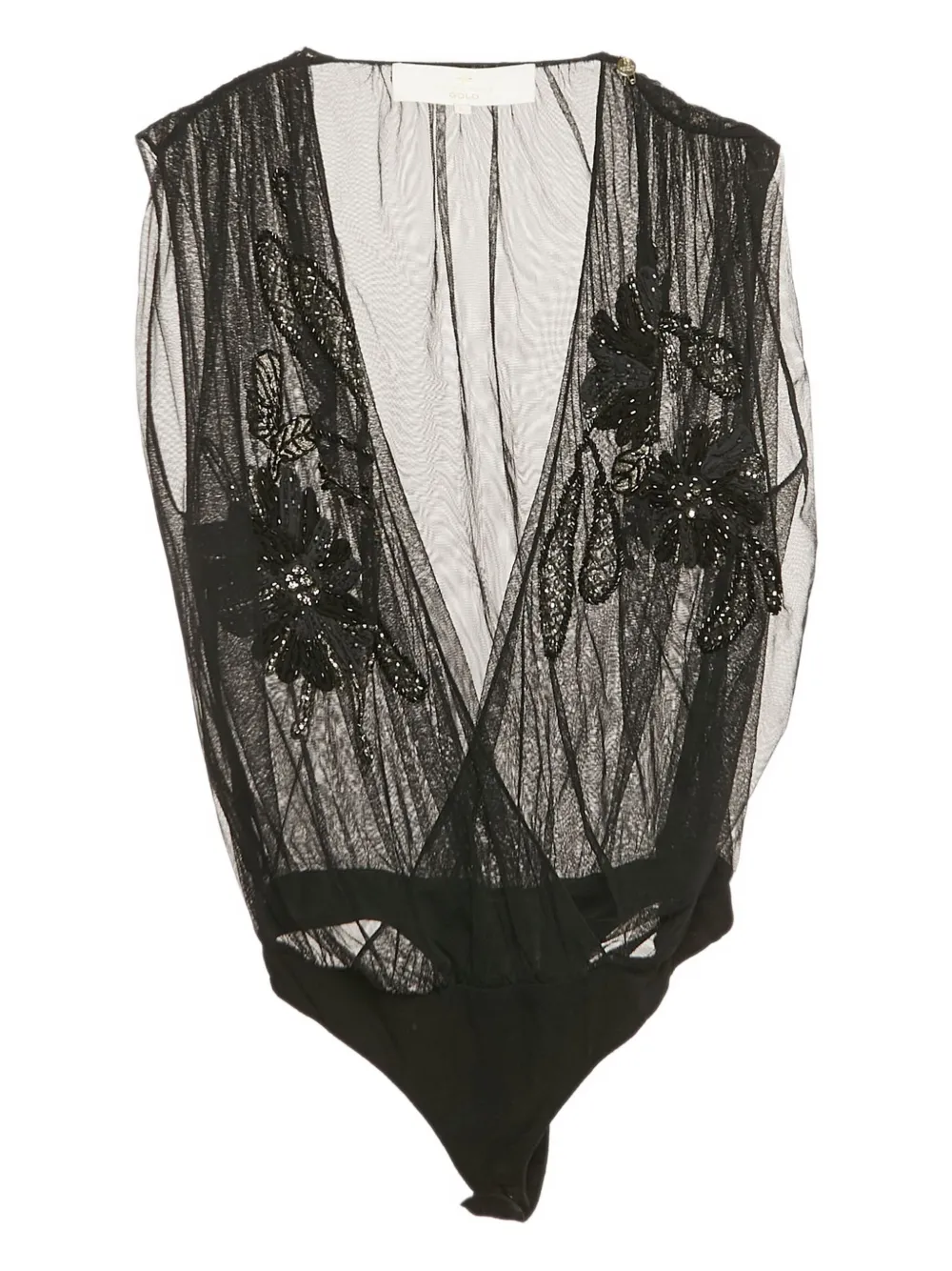 Pre-owned Elisabetta Franchi Floral-embellished Bodysuit In Black