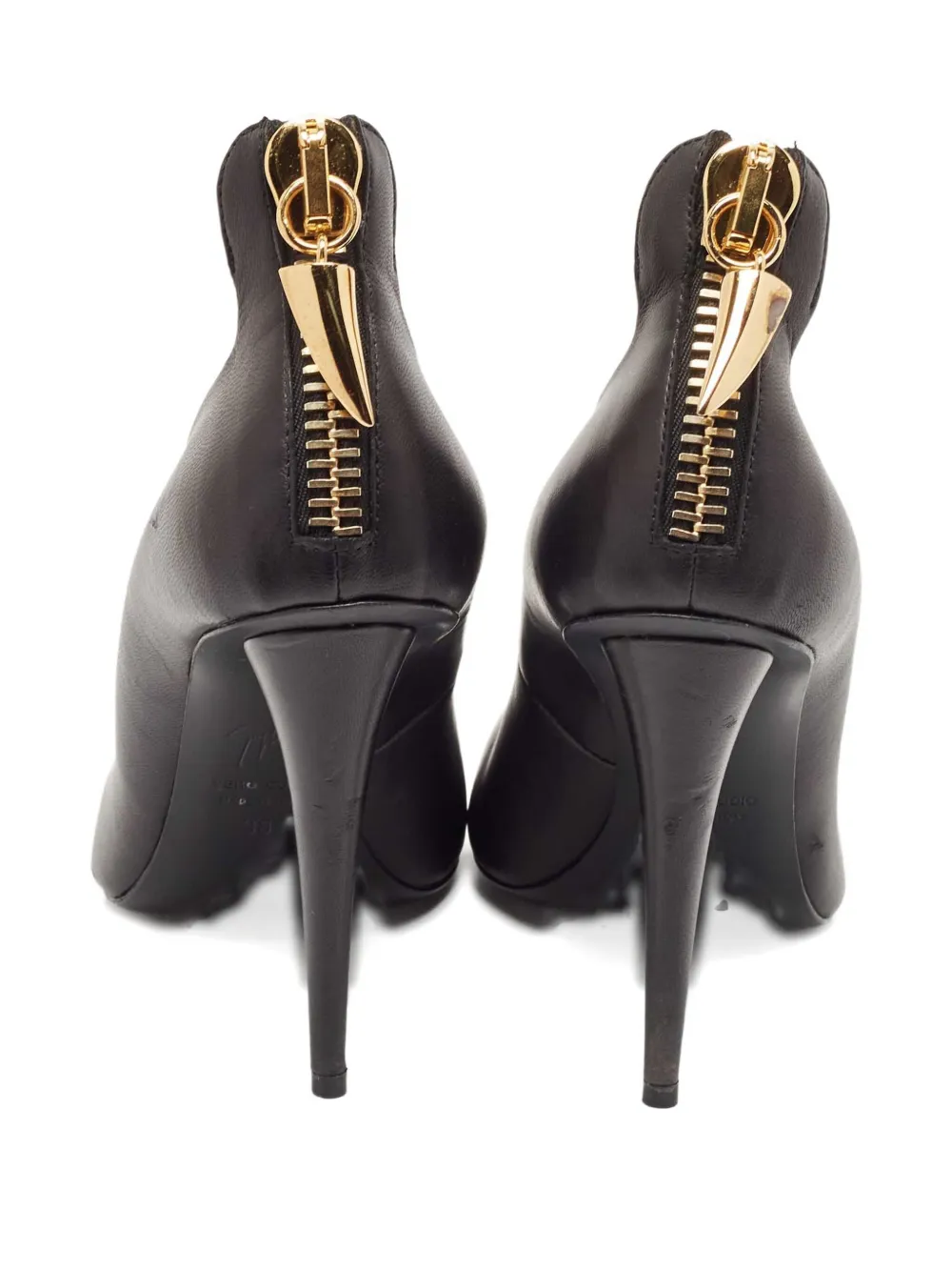 Pre-owned Giuseppe Zanotti Vintage Leather Zip Heeled Pumps In Black
