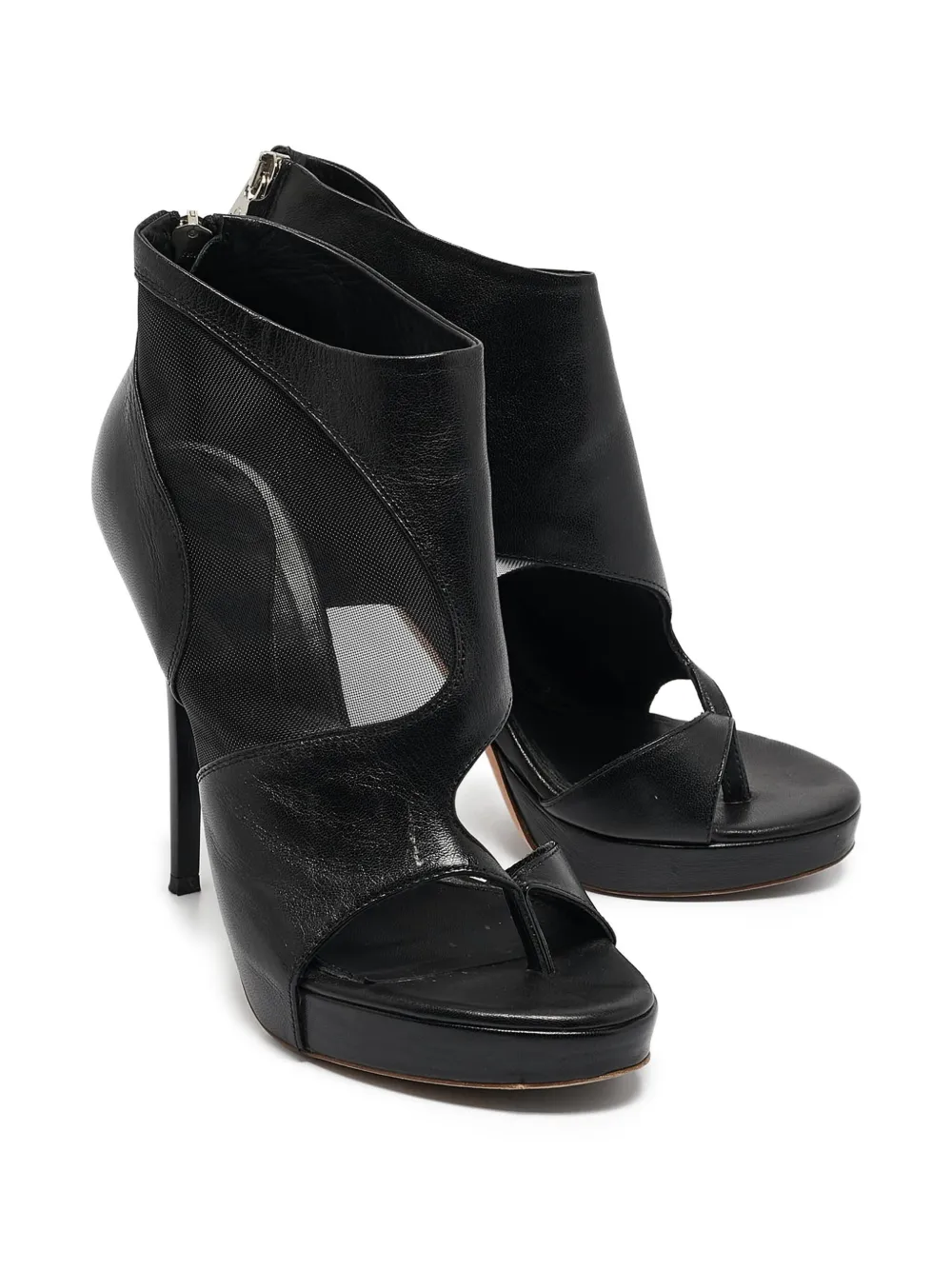 Alexander McQueen Pre-Owned 110 mm sandalen met mesh vlak - Zwart