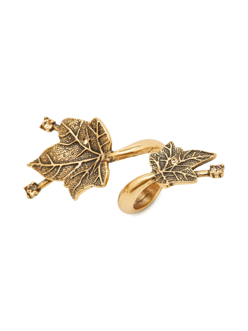 Oscar de la Renta Pre-Owned Leaf crystal-embellished ring - Oro