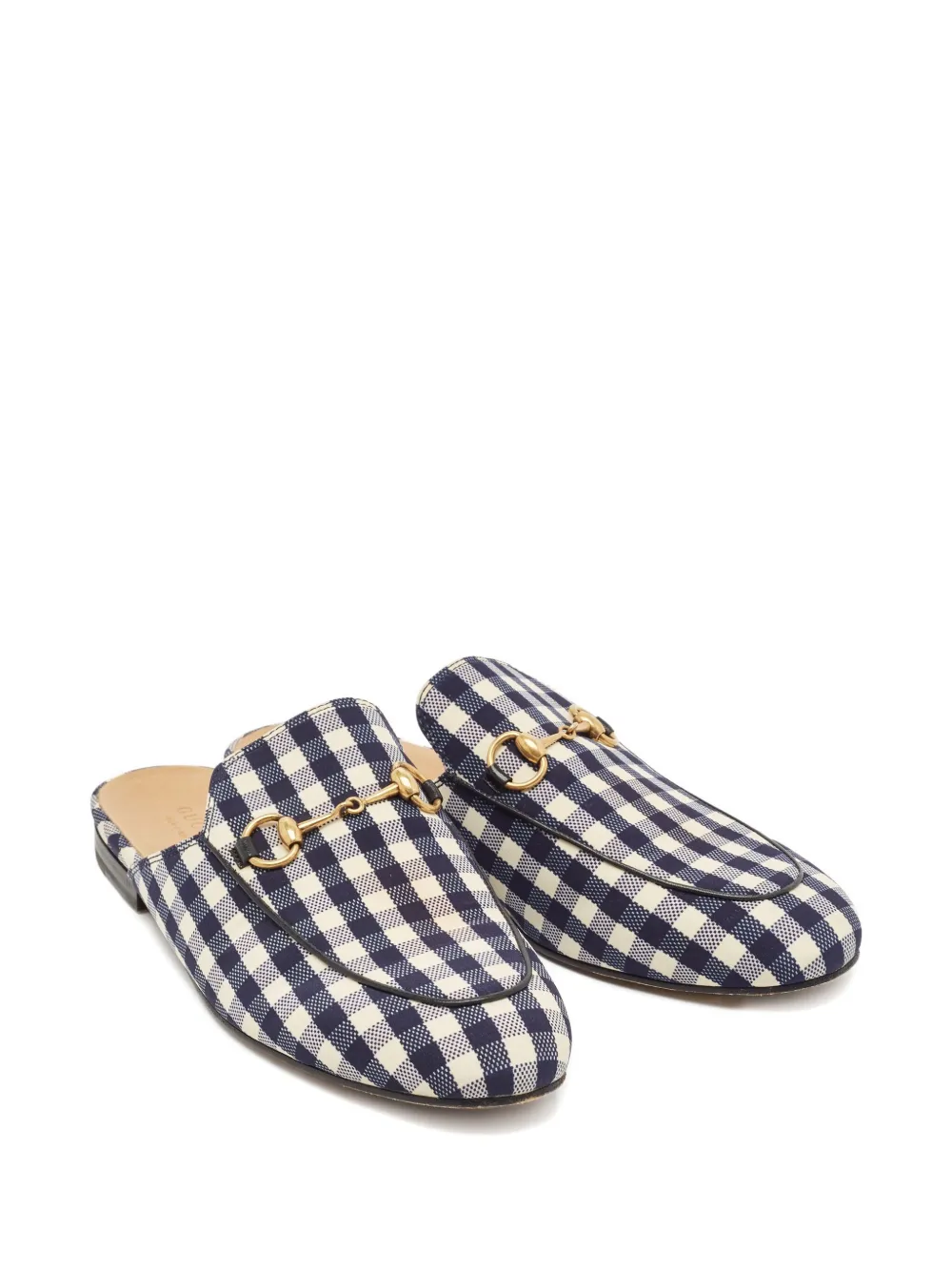 Gucci Pre-Owned 2024 Horsebit muiltjes met gingham ruit - Zwart