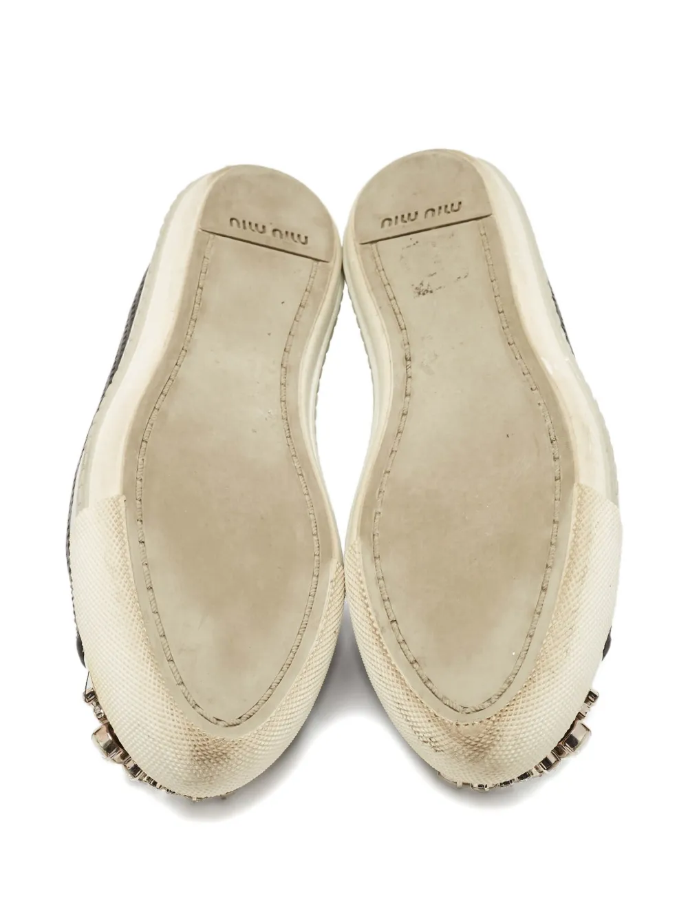 MIU MIU Pre-owned Crystal-embellished Sneakers In Black