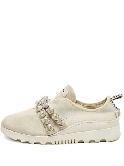Miu Miu Pre-Owned crystal-embellishment sneakers