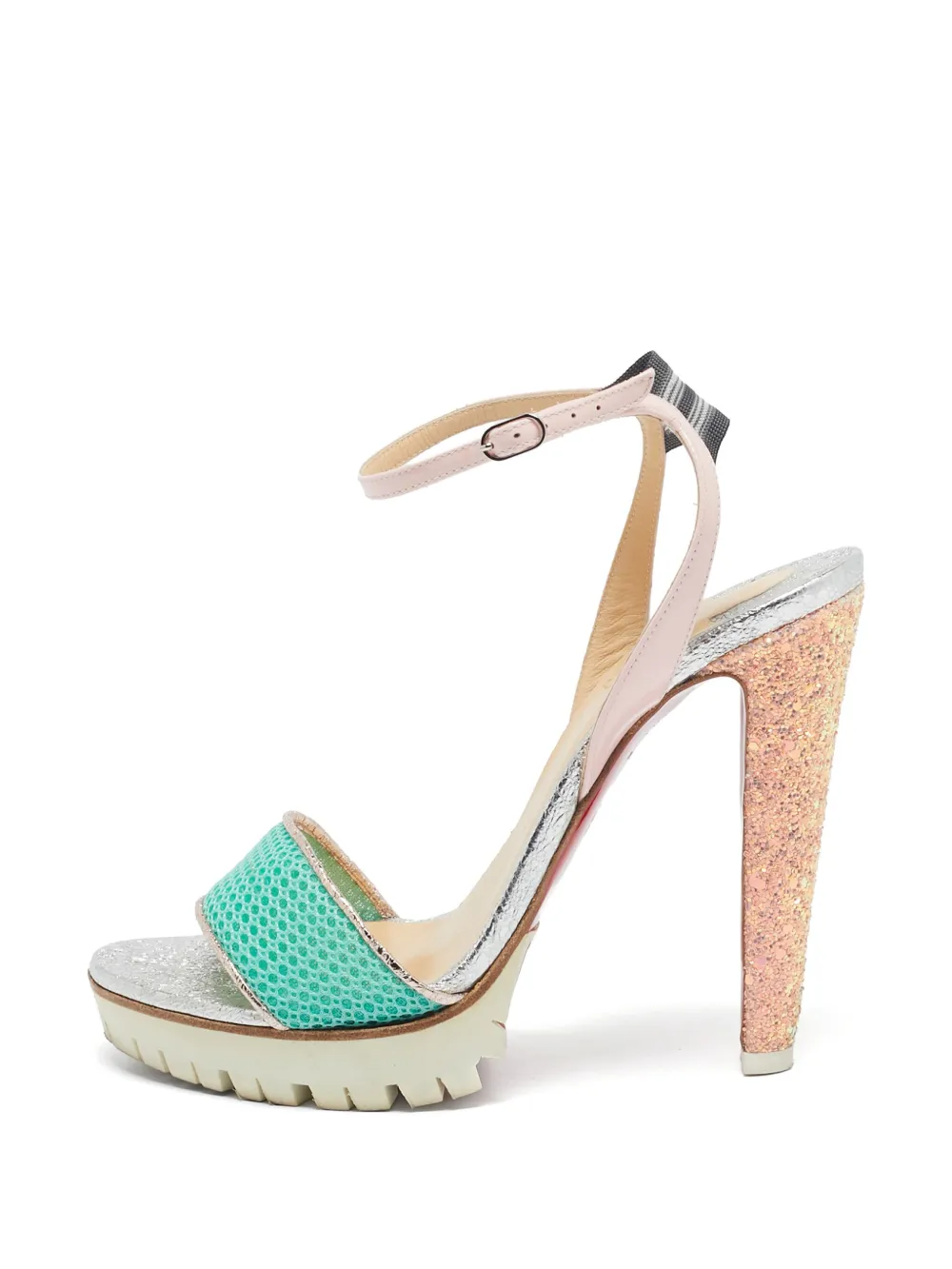 Christian Louboutin Pre-Owned 125mm Loubigirl glittered sandals - Verde