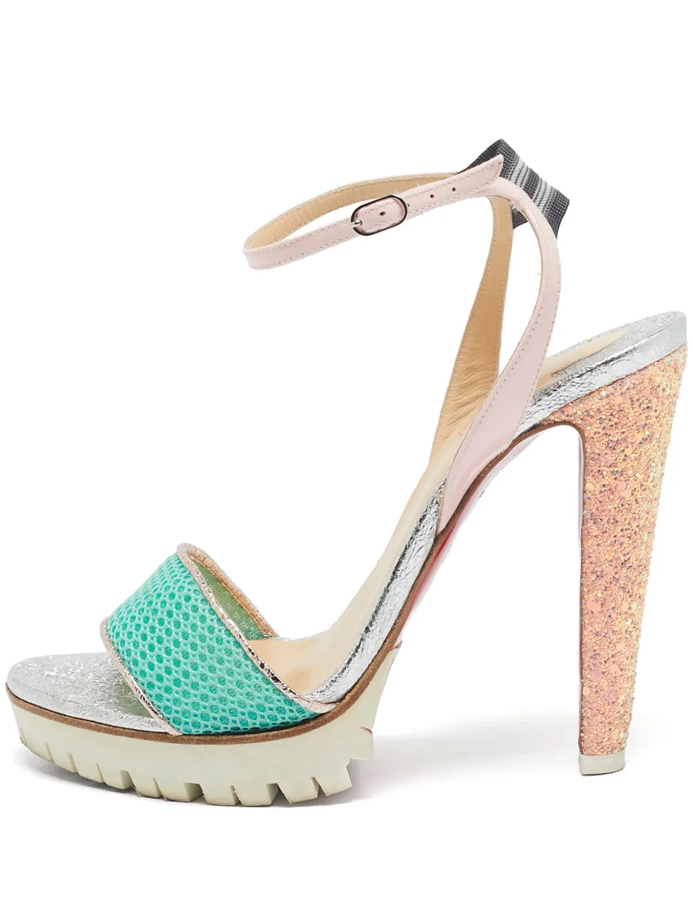 Christian Louboutin Pre-Owned Loubigirl 125mm グリッターサンダル - グリーン Christian Louboutin Pre-Owned Loubigirl 125mm グリッターサンダル - グリーン