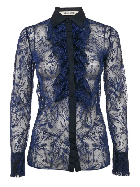 Roberto Cavalli Vintage pre-owned embroidery frill shirt