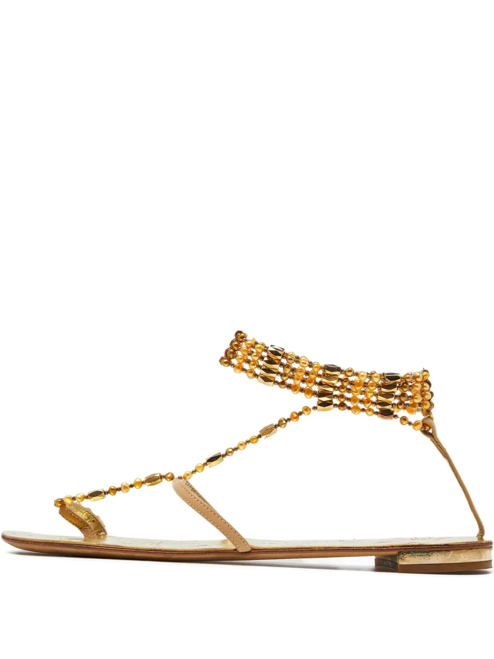 Giuseppe Zanotti Vintage pre-owned leather beaded sandals - Oro