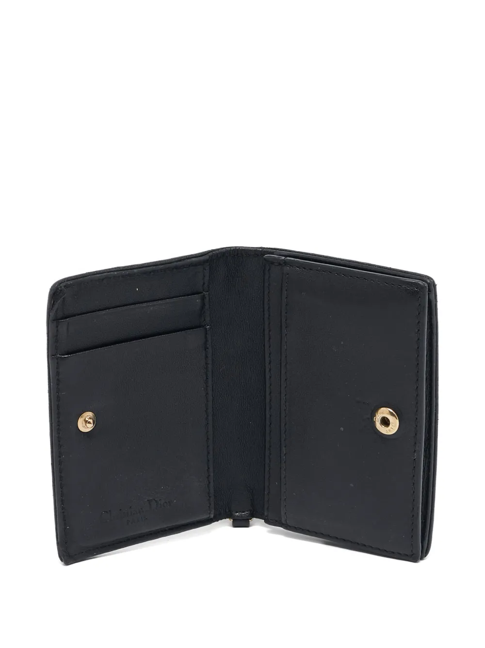 Pre-owned Dior Cannage Flap Card Case In Black