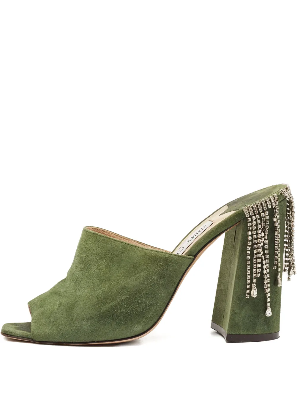 Jimmy Choo Pre-Owned 110mm crystal-embellished heeled mules | Green | Image 1