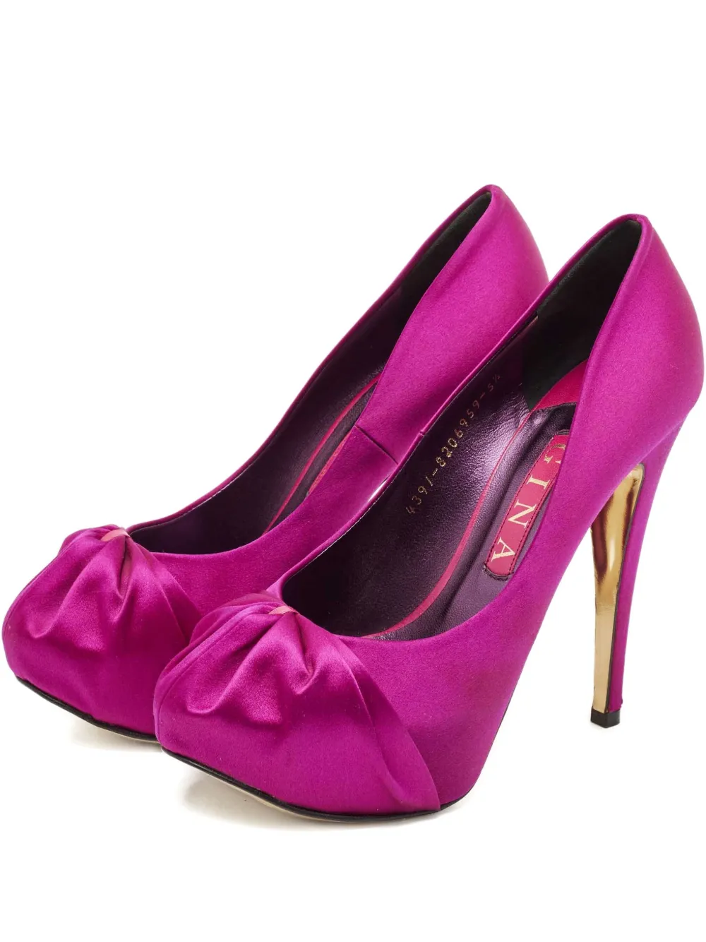 Gina 125mm satin-finish heeled pumps | Purple | Image 1