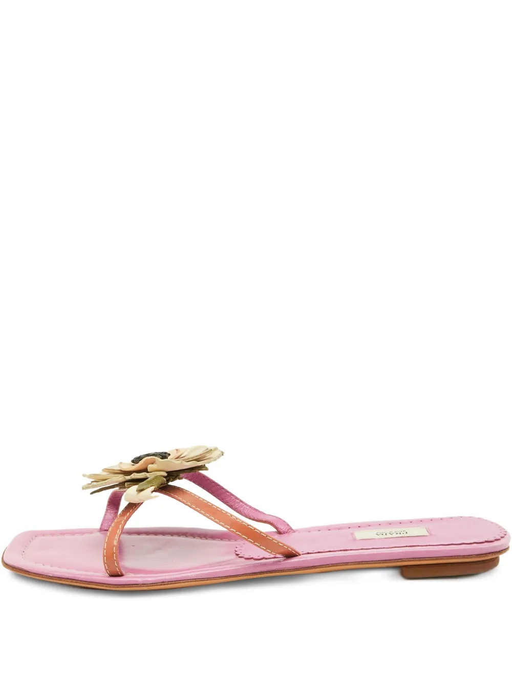 Prada Pre-Owned flower-embellished flat sandals | Orange | Image 1