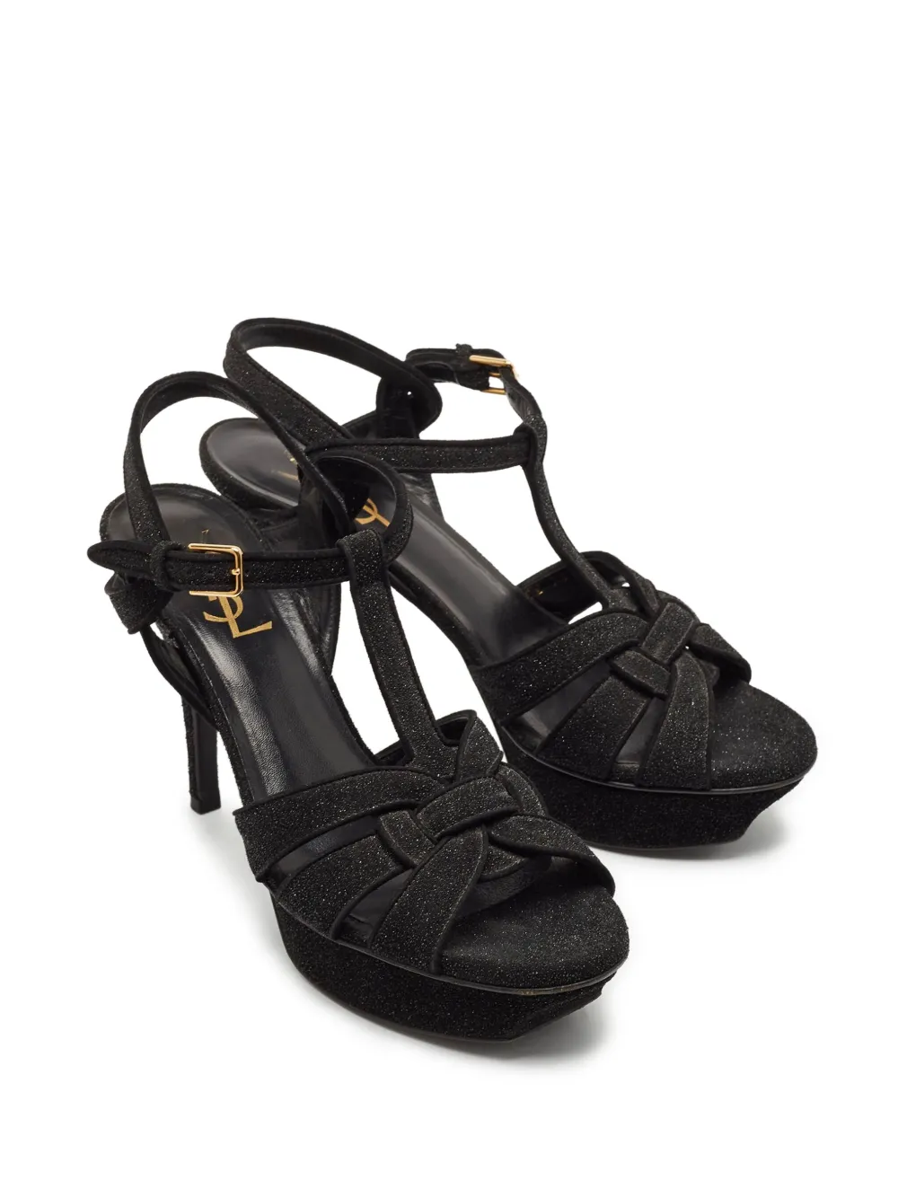 Saint Laurent Pre-Owned 110 mm Tribute sandalen - Zwart