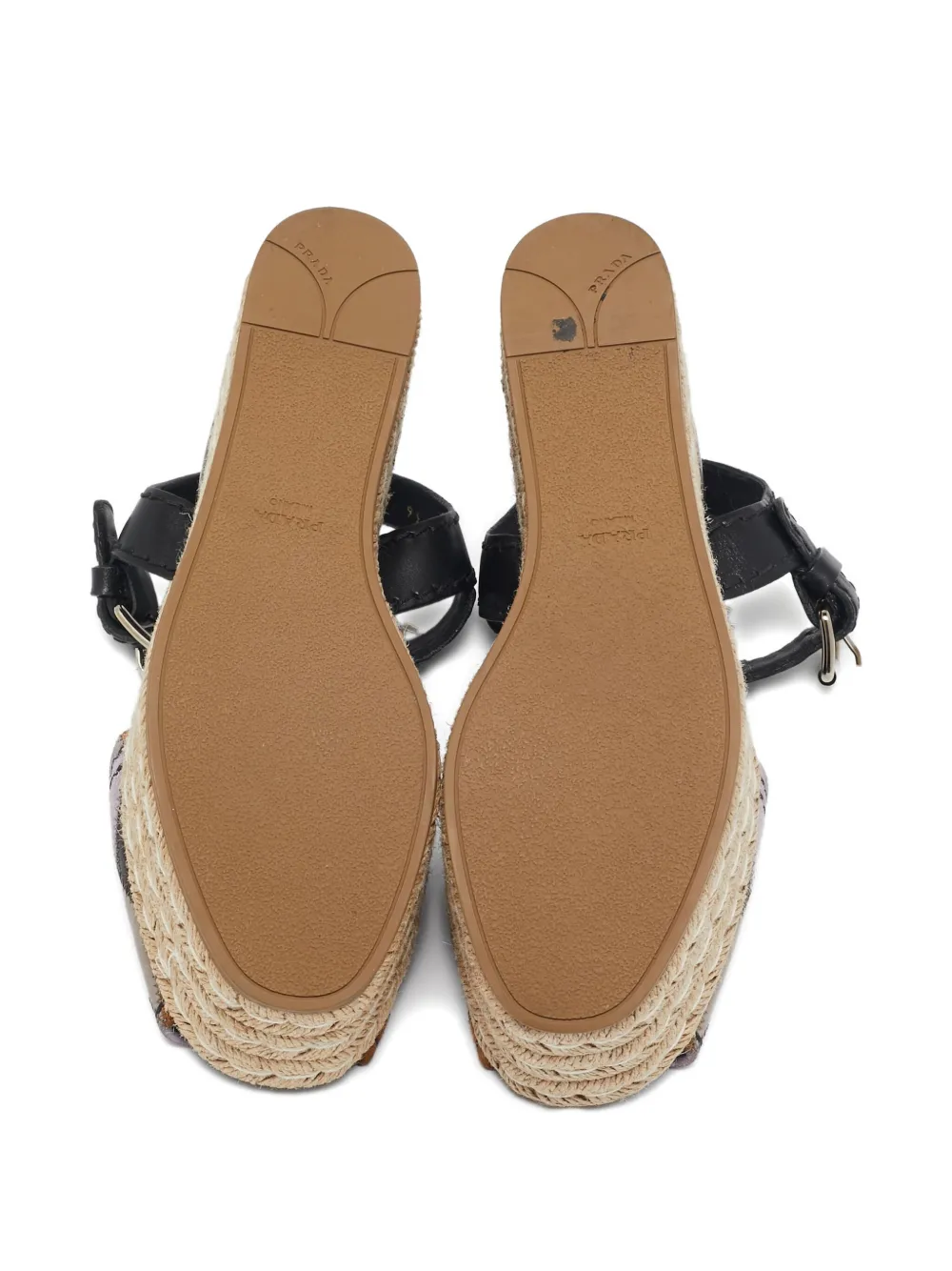 Pre-owned Prada Patchwork Platform Sandals In Black