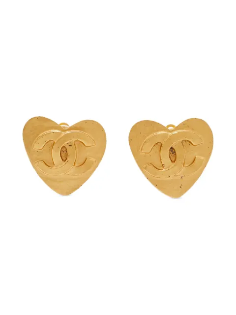 CHANEL Pre-Owned boucles d'oreilles Heart à logo