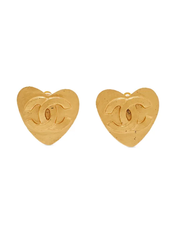 CHANEL Pre-Owned ハート ココマーク ピアス | ゴールドトーン