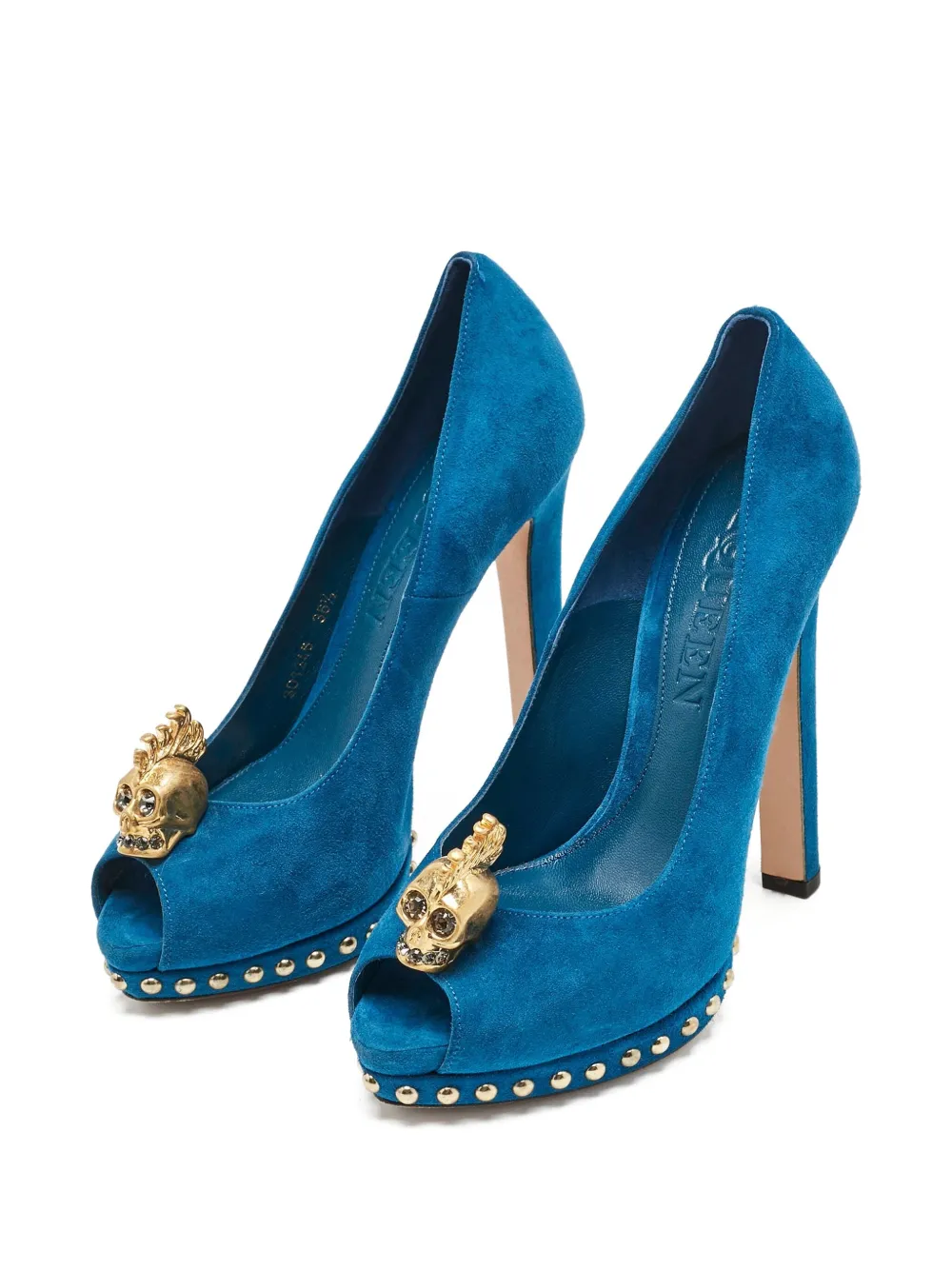 Alexander McQueen Pre-Owned 140 mm pumps met doodskop-applicatie - Blauw