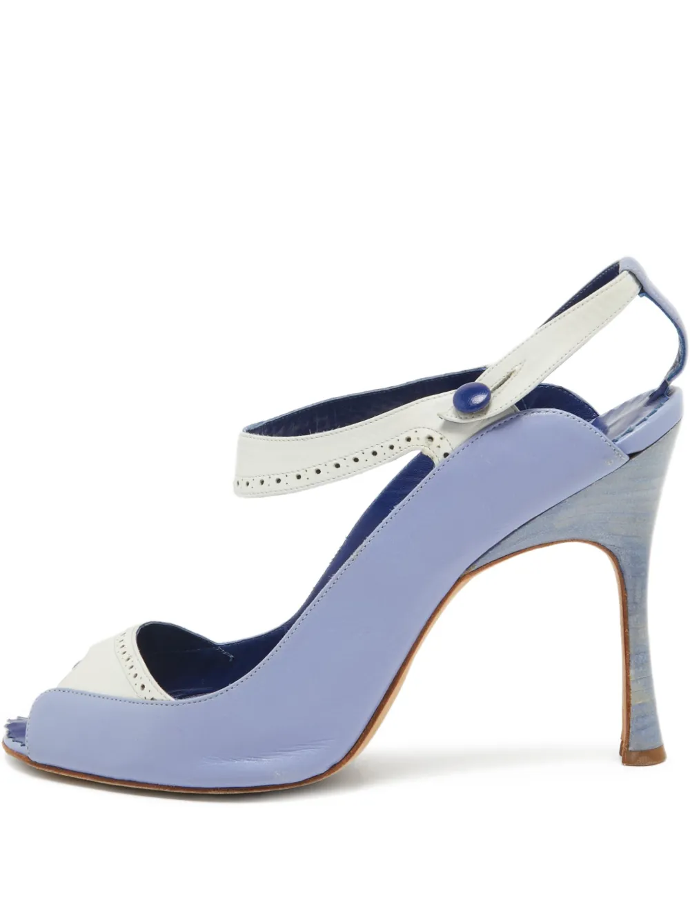Manolo Blahnik pre-owned 100mm peep-toe slingback heels | Blue | Image 1
