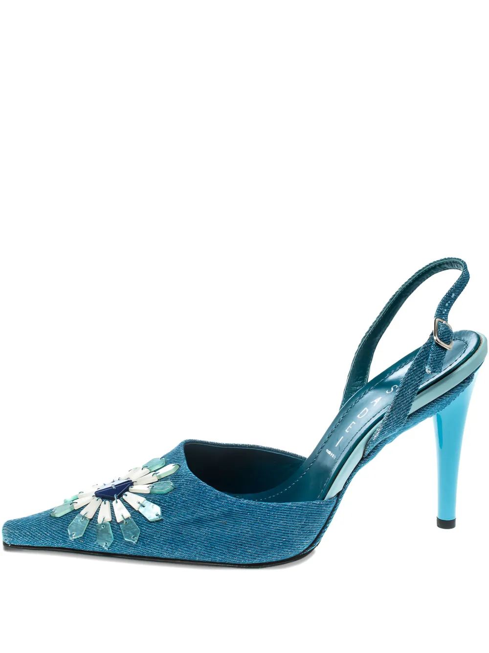 Casadei Vintage Pre-owned 95mm floral-embellished pumps | Blue | Image 1