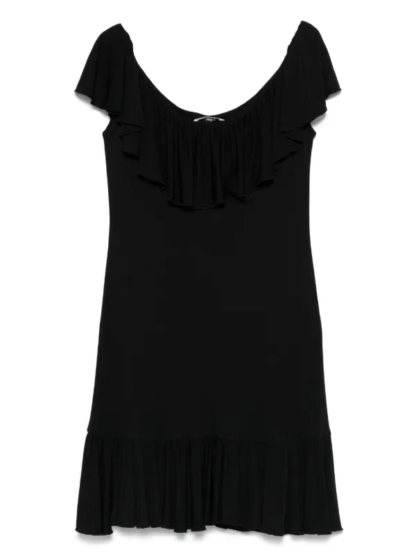 2000s ruffle dress Women‘s Shirt Collar Pinstripe Pleated Belted Mini Dress Blue main image 1