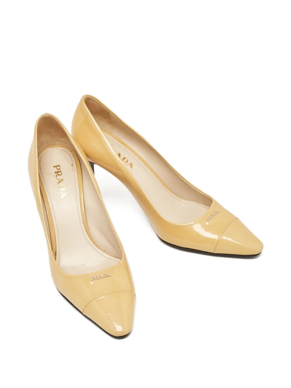PRADA Pre-owned 90mm Patent Pumps In Neutral