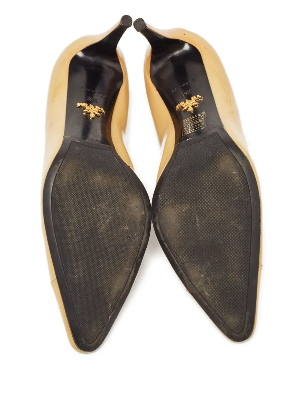 PRADA Pre-owned 90mm Patent Pumps In Neutral