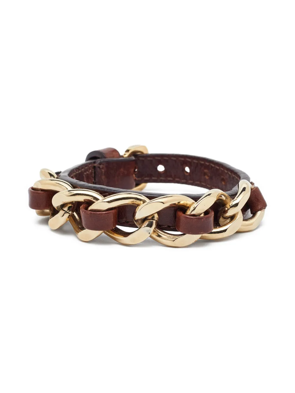 Burberry Pre-Owned Bracciale in pelle con catena - Marrone