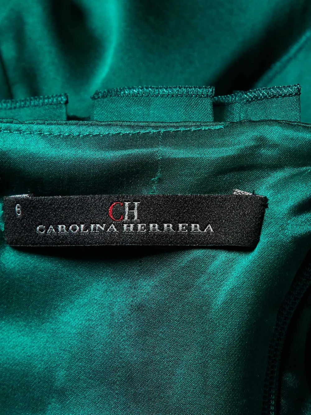 Pre-owned Carolina Herrera Vintage  Ruffled Silk Gown In Green