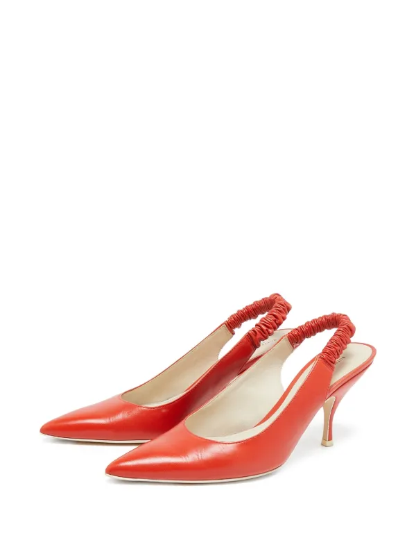 Bottega Veneta Pre-Owned 90mm Leather Slingback Pumps Orange FARFETCH IN
