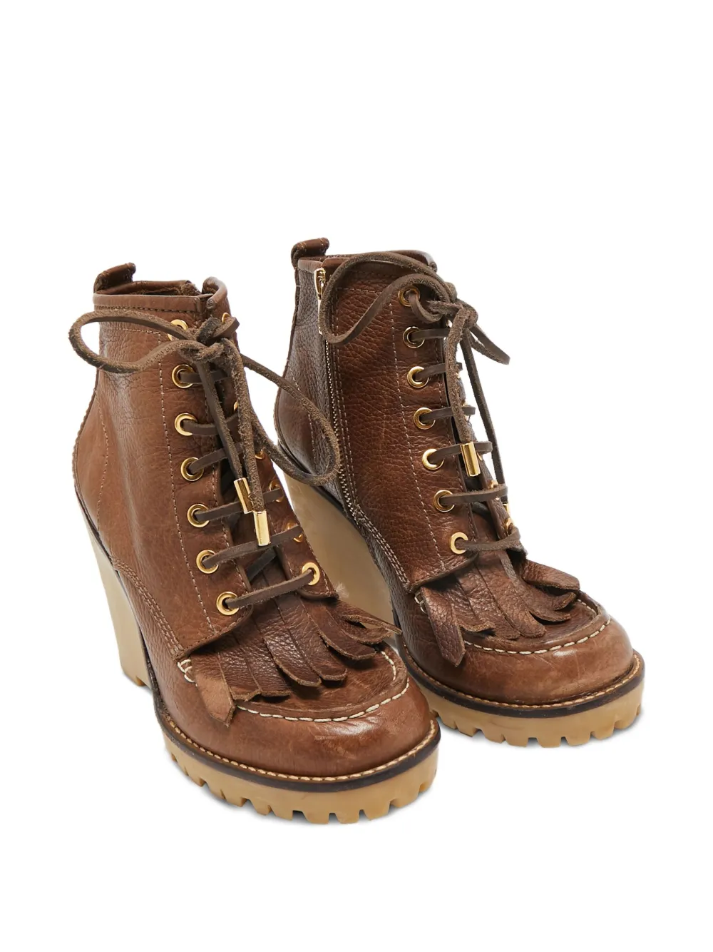 Tory Burch 110 mm laarzen met franje en sleehak - Bruin