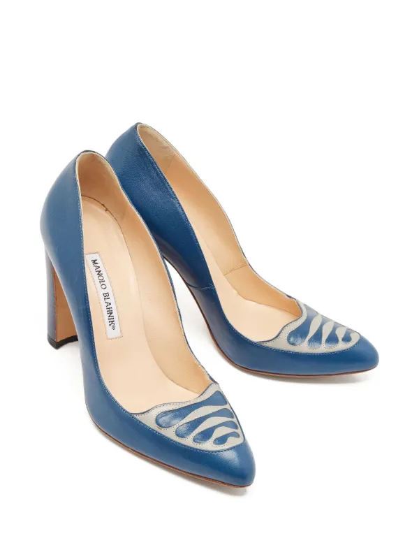 Manolo Blahnik pre-owned 100mm cut-out Pumps Blue FARFETCH IN