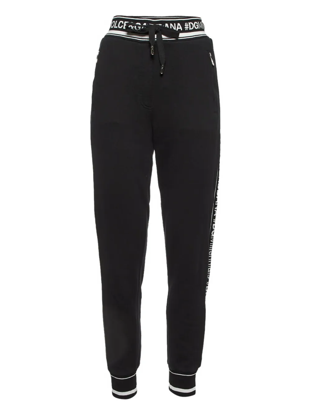 Pre-owned Dolce & Gabbana Logo-waistband Track Pants In Black