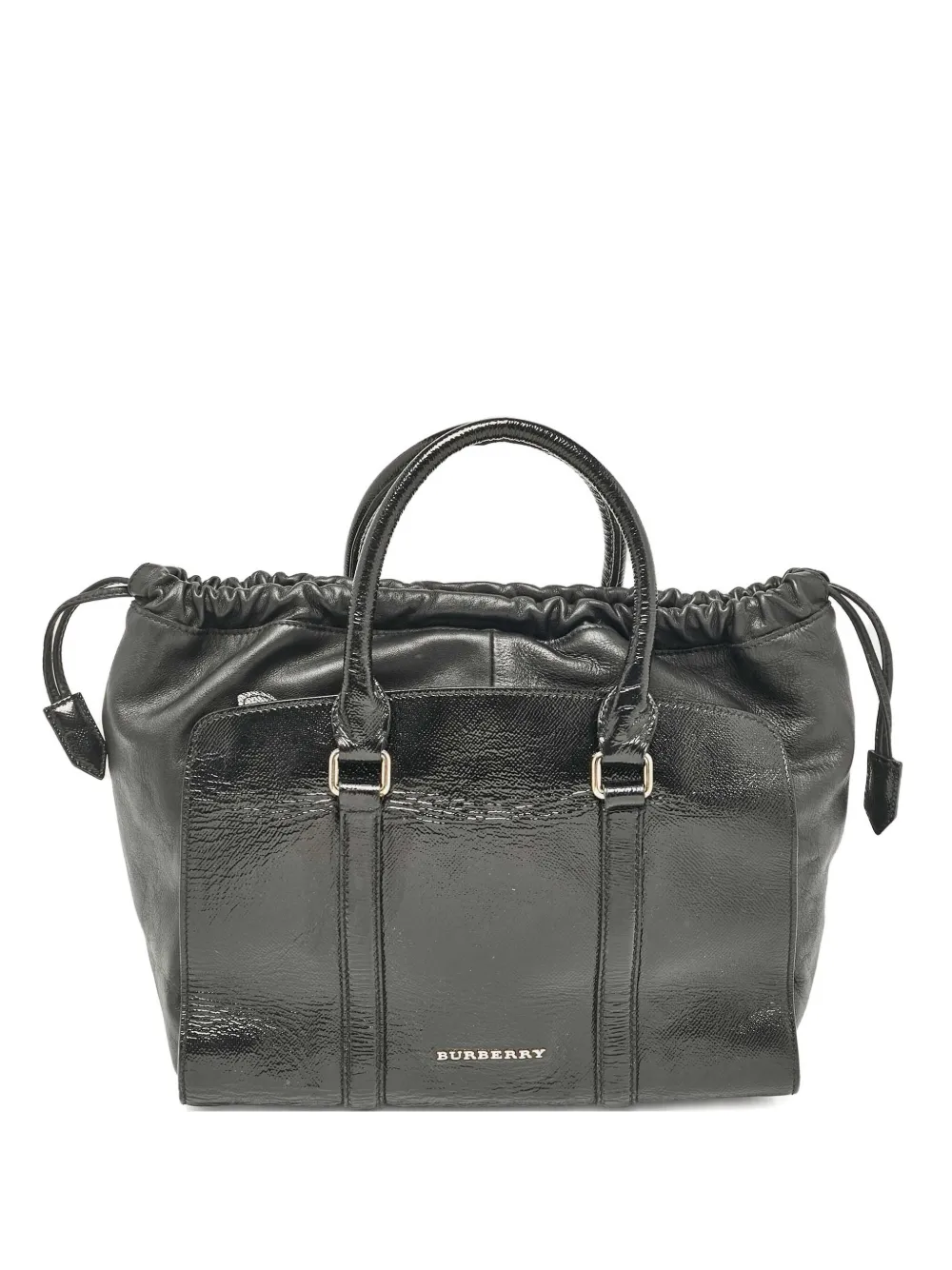 leather drawstring-fastening tote bag