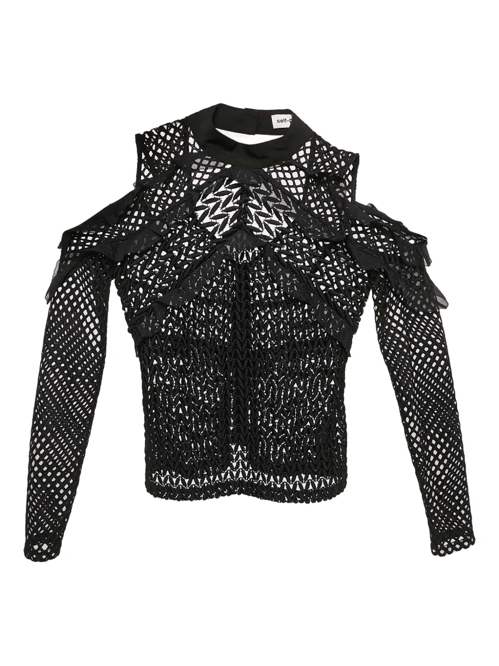 cut-out mesh long-sleeve T-shirt