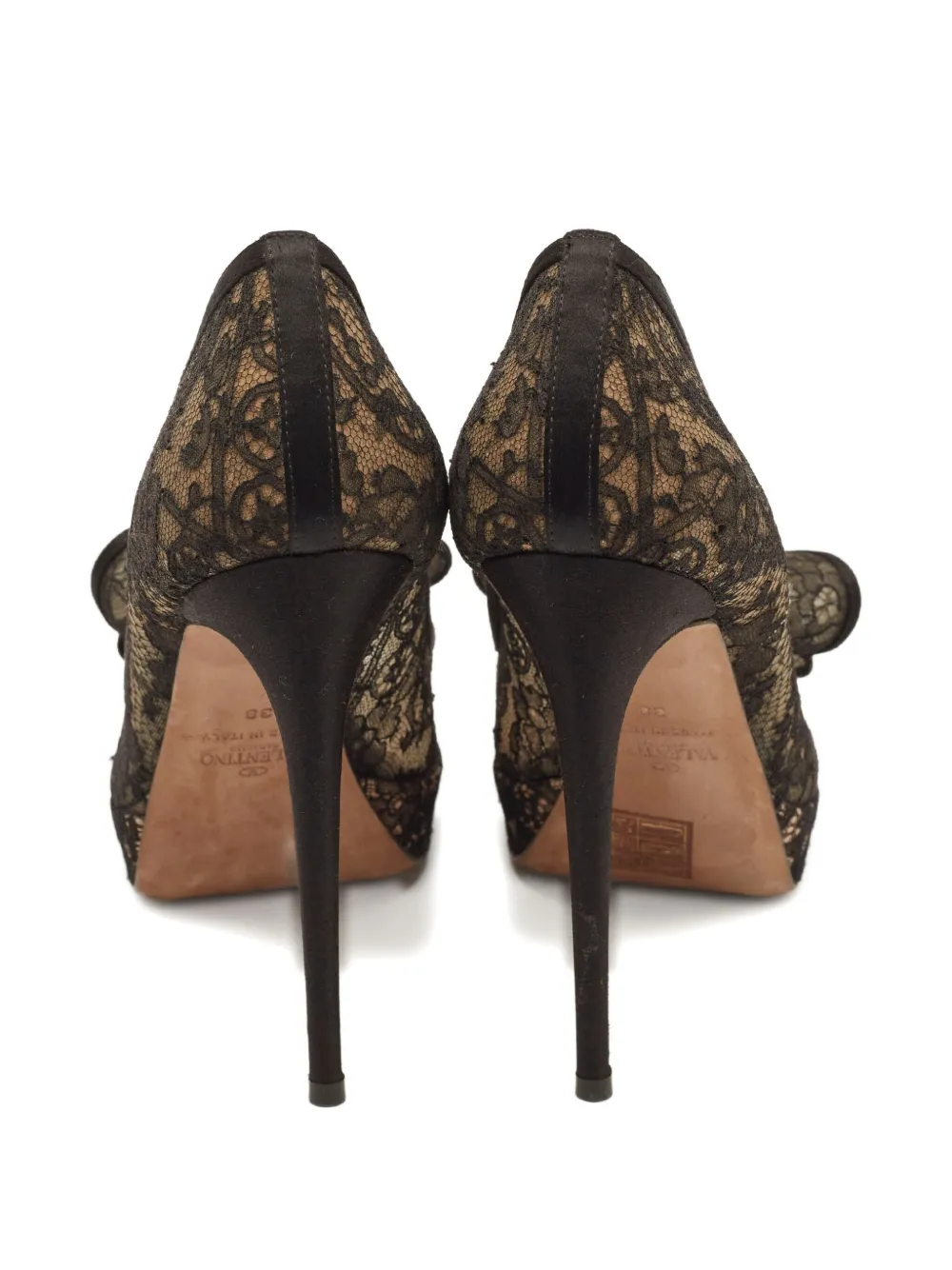 Pre-owned Valentino Garavani 120mm Lace-bow Platform Pumps