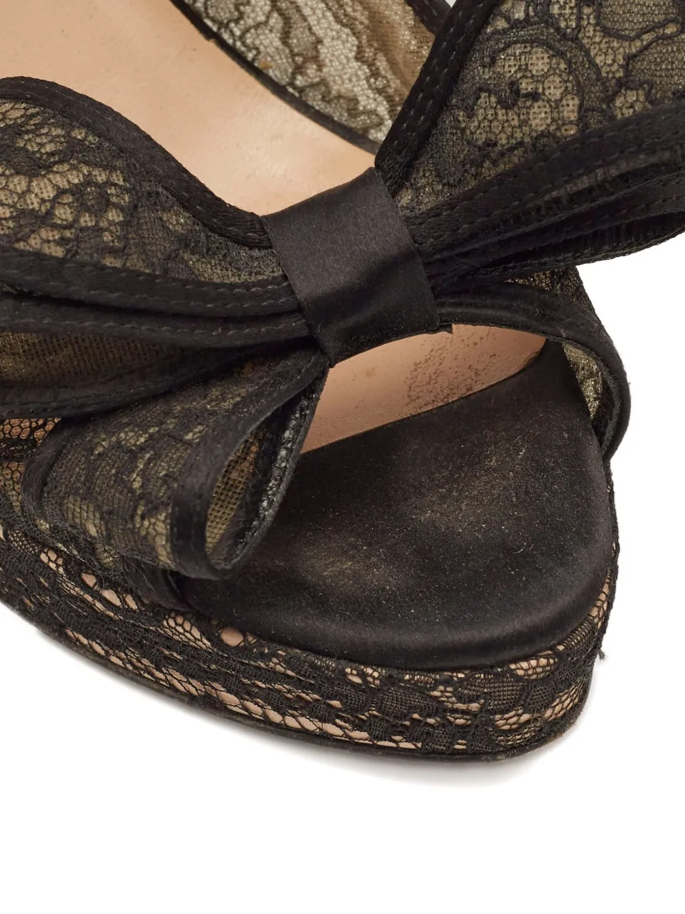 Pre-owned Valentino Garavani 120mm Lace-bow Platform Pumps