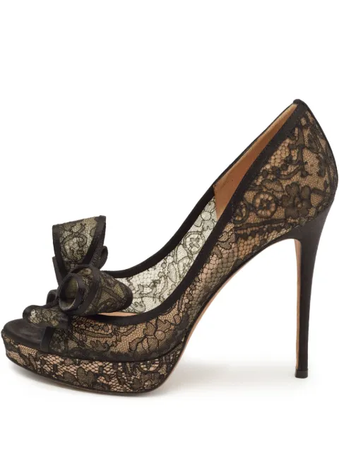 Valentino Garavani Pre-Owned 120mm lace-bow platform pumps