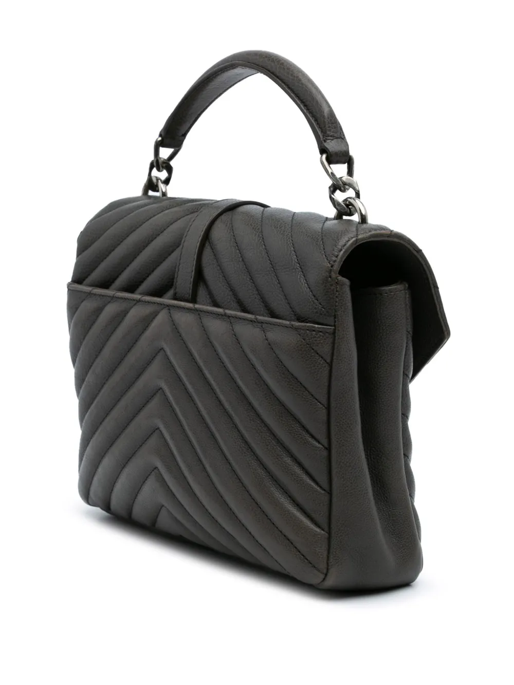 Pre-owned Saint Laurent 2016 Medium Monogram Chevron Sheepskin College Satchel