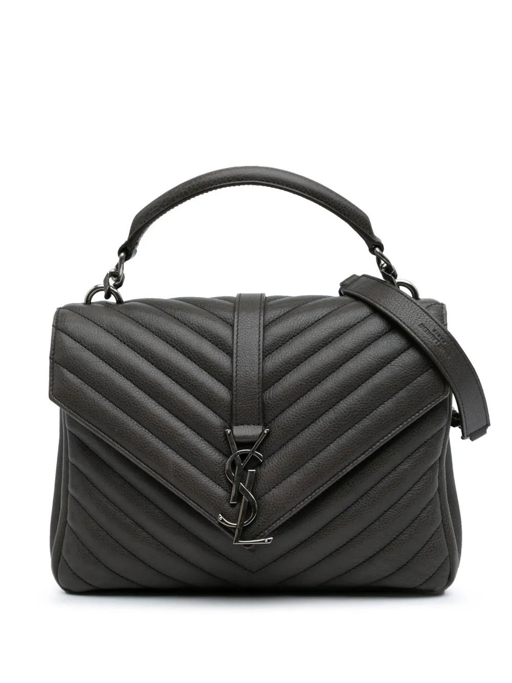 Pre-owned Saint Laurent 2016 Medium Monogram Chevron Sheepskin College Satchel