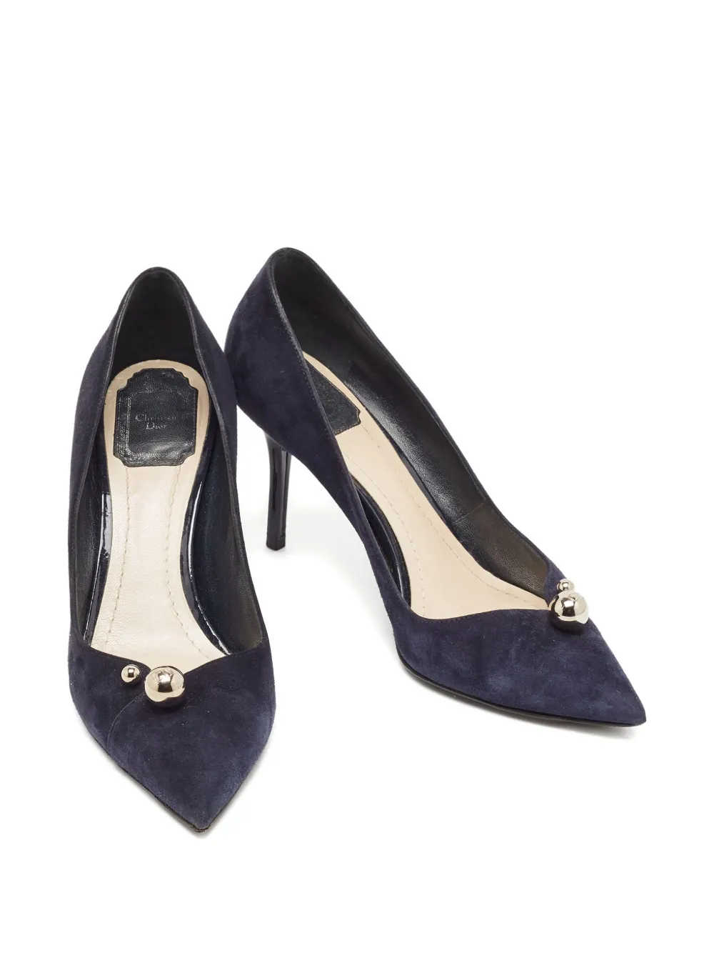 Christian Dior Pre-Owned 2023 80 mm suède pumps met studs - Blauw